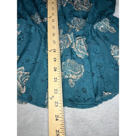 Venus Teal Floral Wrap Blouse Womens Long Sleeve V-Neck Size 12 - Picture 10 of 11